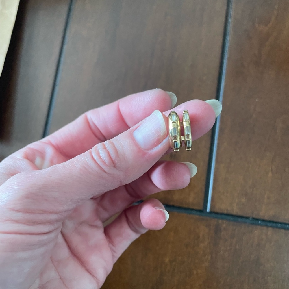 Solid 14k and baguette Diamond double ear cuff